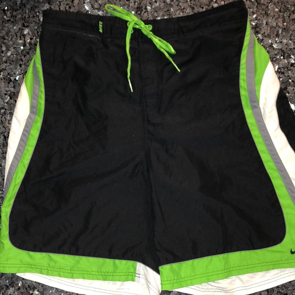 Nike green, grey, white, black swim trunks - Picture 2 of 8